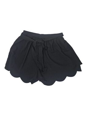 Oddi Women's Scalloped Hem Shorts Black Tie Waist Size M Boho